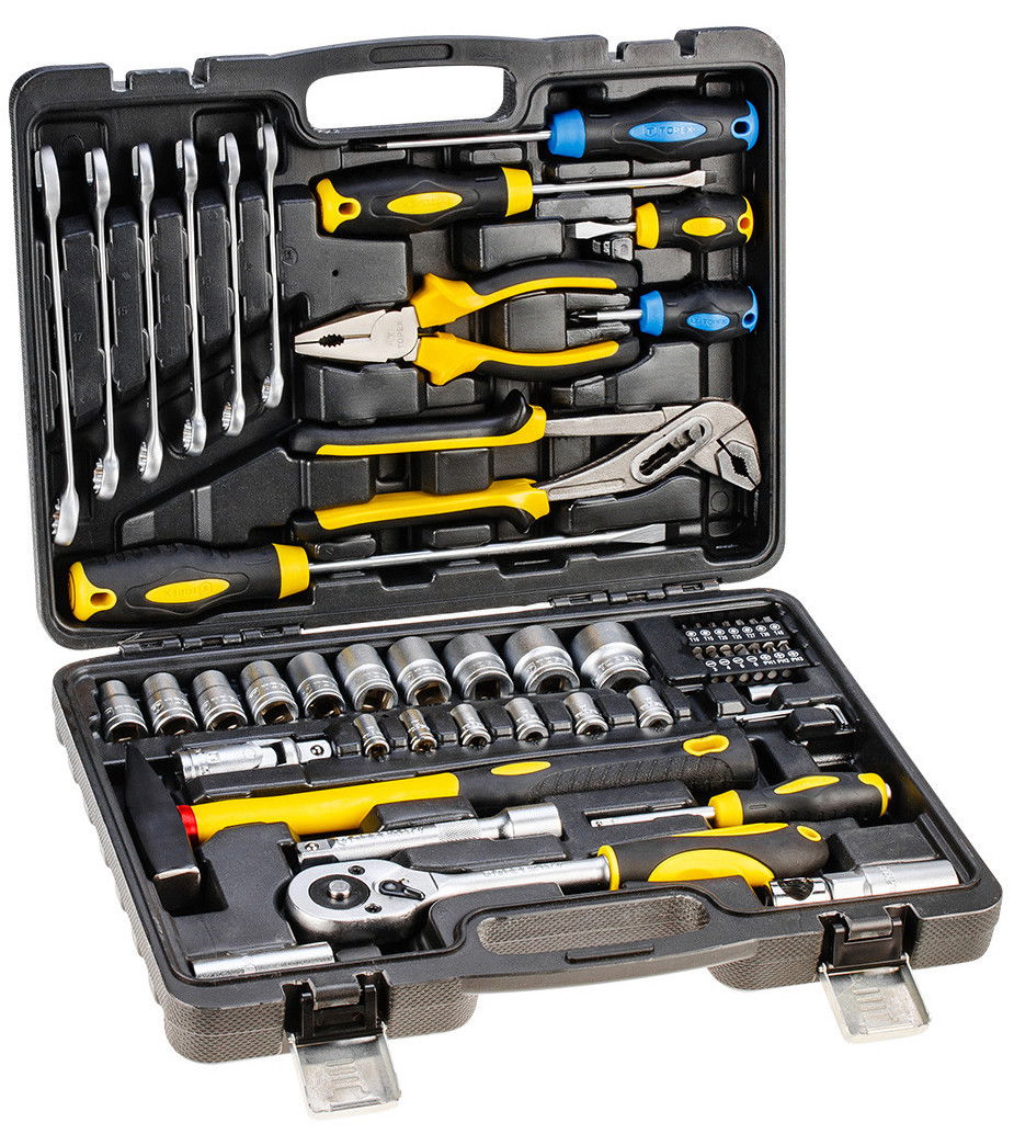 Topex 38D224 dugókulcs és szerszámkészlet, 1/4", 1/2", 56 részes termék fő termékképe