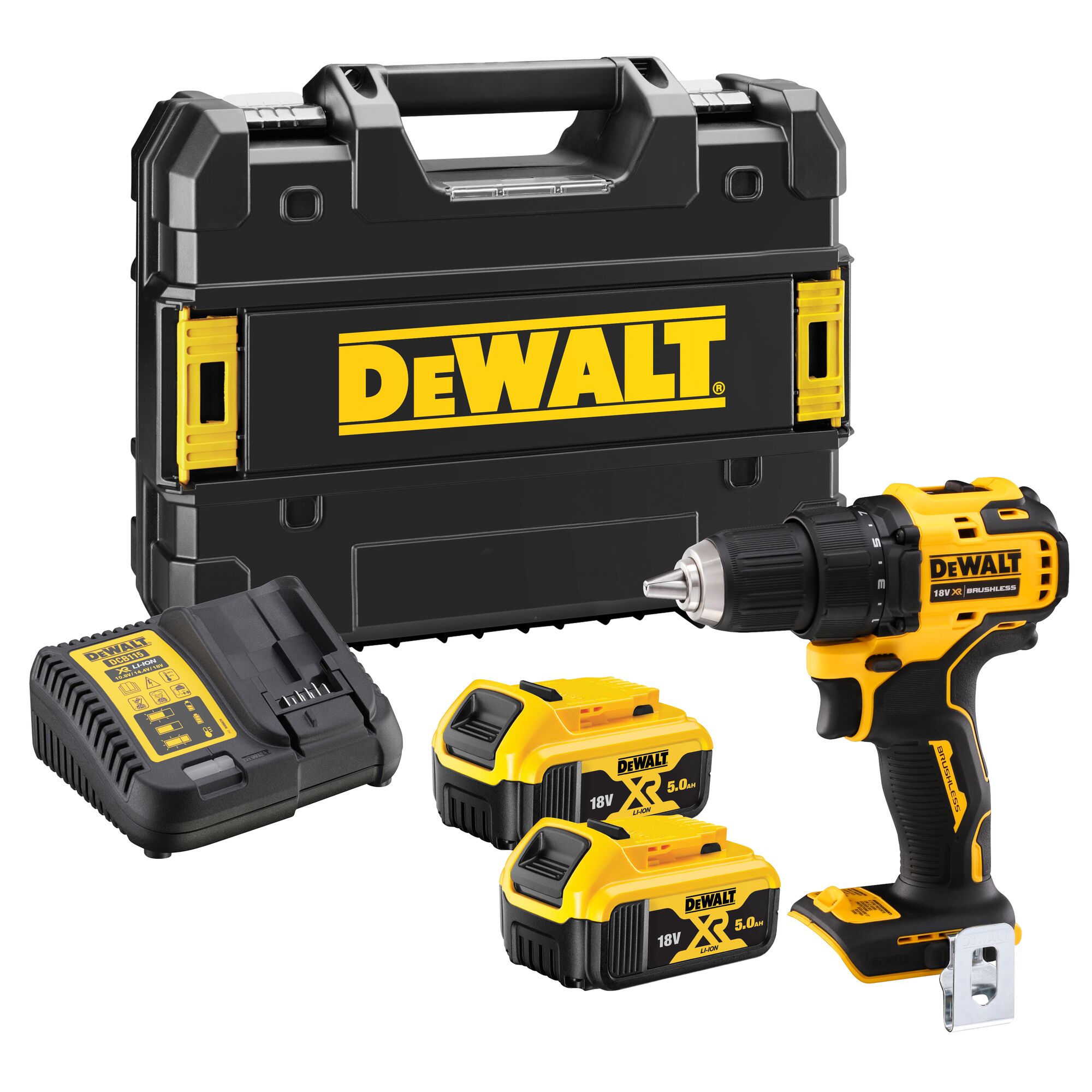 Dewalt DCD708P2T szénkefe nélküli akkus fúró-csavarozó (2 x 5.0 Ah Li-ion akkuval, TSTAK kofferben) termék fő termékképe