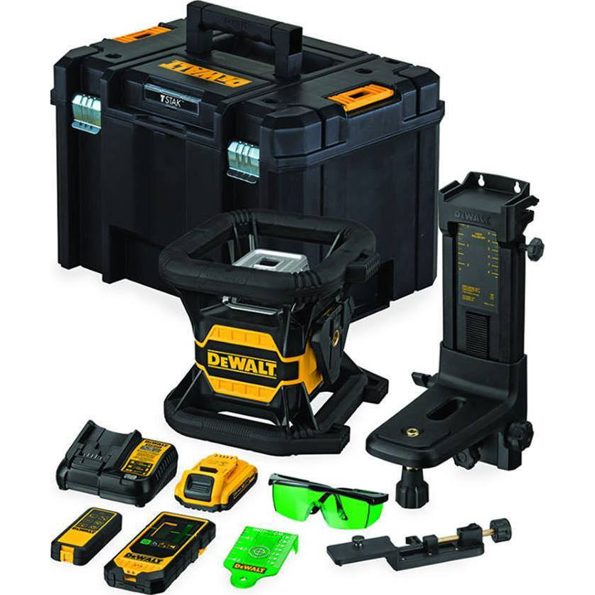 Dewalt DCE080D1GS Tool Connect akkus forgólézer, zöld (1 x 2.0 Ah Li-ion akkuval, TSTAK kofferben) termék fő termékképe